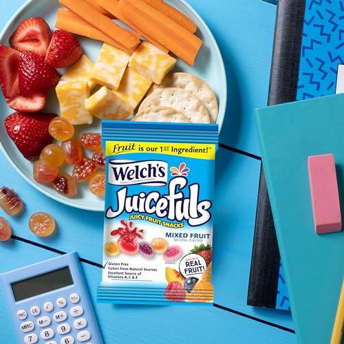 Welch's Welch\'s Juicefuls Juicy Fruit Snacks, Mixed Fruit, Berry Blast & Island Splash Fruit Gushers Variety Pack, Great For School Lunches, Gluten Free, 4 Oz Individual Single Serve Bags (Pack Of 12)