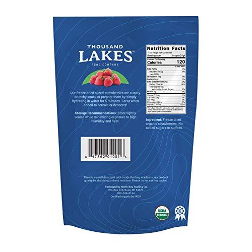 Thousand Lakes Thousand Lakes Freeze Dried Fruit - ORGANIC Strawberries 4-pack 1.1 ounces (4.4 ounces total) | No Sugar Added | 100% Sliced Organic Strawberries