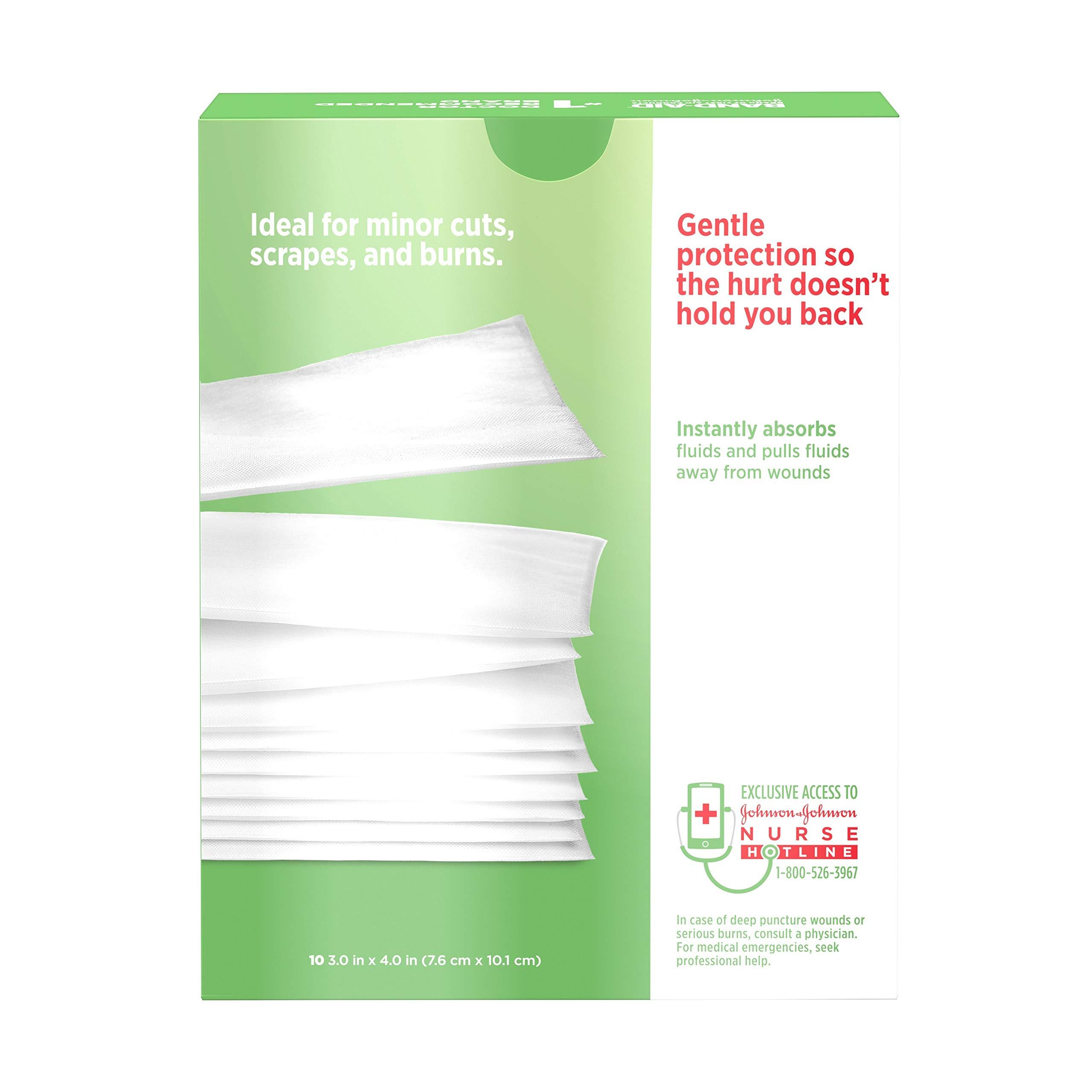 Band-Aid Band-Aid Brand Adhesive Bandages, Large Hurt-Free Non-Stick Pads, 3-Inch x 4-Inch Pads, 10 Count, 3 Pack