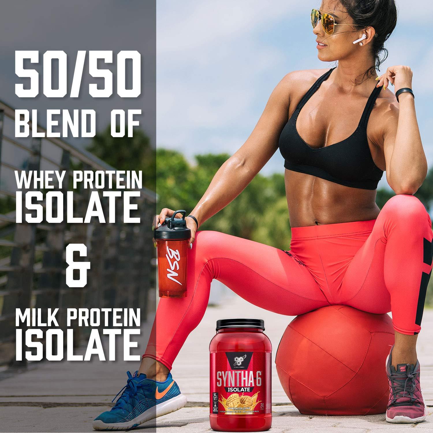 BSN BSN SYNTHA-6 Isolate Protein Powder, Strawberry Protein Powder with Whey Protein Isolate, Milk Protein Isolate, Flavor: Strawberry Milkshake, 24 Servings (Packaging May Vary)