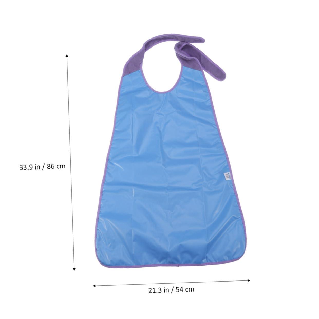 Ipetboom Ipetboom Waterproof Washable Adult Bibs Elderly Mealtime Protector Cloth Bibs Tie-back for Disabled Purple AB-241P