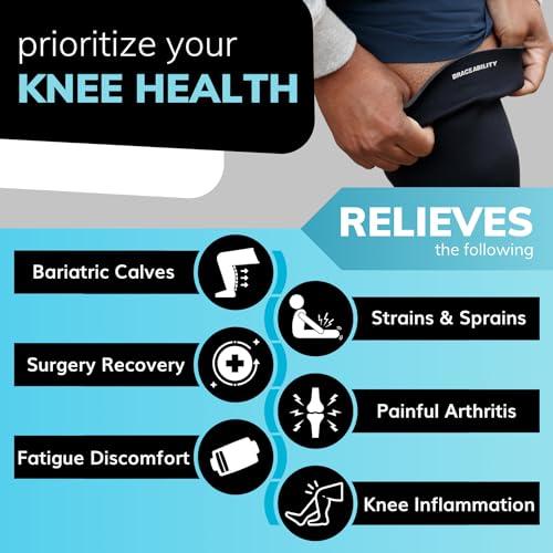 BraceAbility BraceAbility Plus Size Neoprene Knee Sleeve - 5X Bariatric Compression Support Brace for Women's or Men's Arthritis Joint Pain Relief and Treatment, Fitting Big Legs and Obese Thighs (5XL)