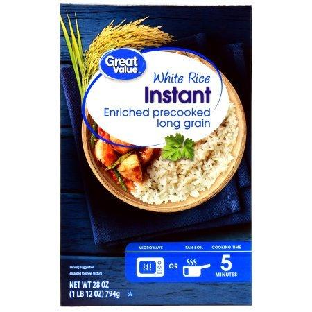 Instant White Rice, 28 oz (3 Pack) Great Value Del Instant White Rice, 28 oz (3 Pack) Great Value Delicious Enriched Long Grain