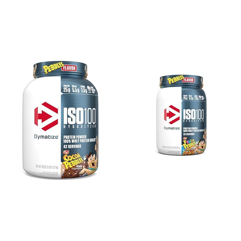 Dymatize Dymatize ISO100 Hydrolyzed Protein Powder & ISO100 Hydrolyzed Protein Powder, 100% Whey Isolate, 25g of Protein, 5.5g BCAAs, Gluten Free, Fast Absorbing, Easy Digesting, Fruity Pebbles, 20 Servings