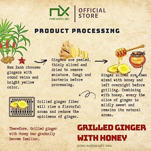 Gung Nuong Mat Ong Gung Nuong Mat Ong grilled ginger snack with honey ginger snack Vietnamese snack keep warm ginger candy reduces sore throat and cough improves health gastric reflux (14 Sticks/Box)