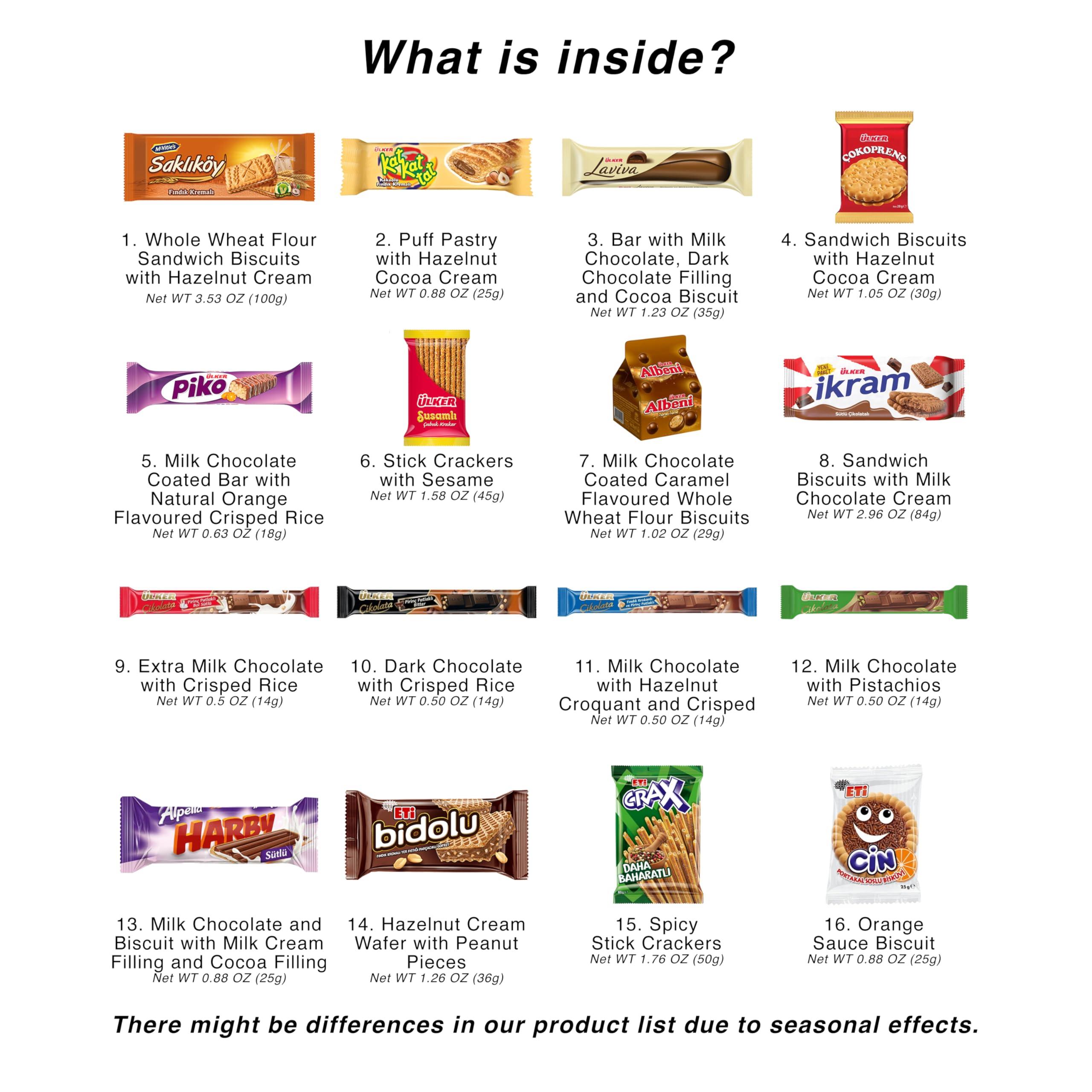 Turkish Snack International Snack Box, Turkish Snack Box, Premium Exotic Foreign Snack Food Gifts, Variety Taste Care Package, International Assortment Bulk Snacks, Asian European Chocolates, Delight Mystery Pack