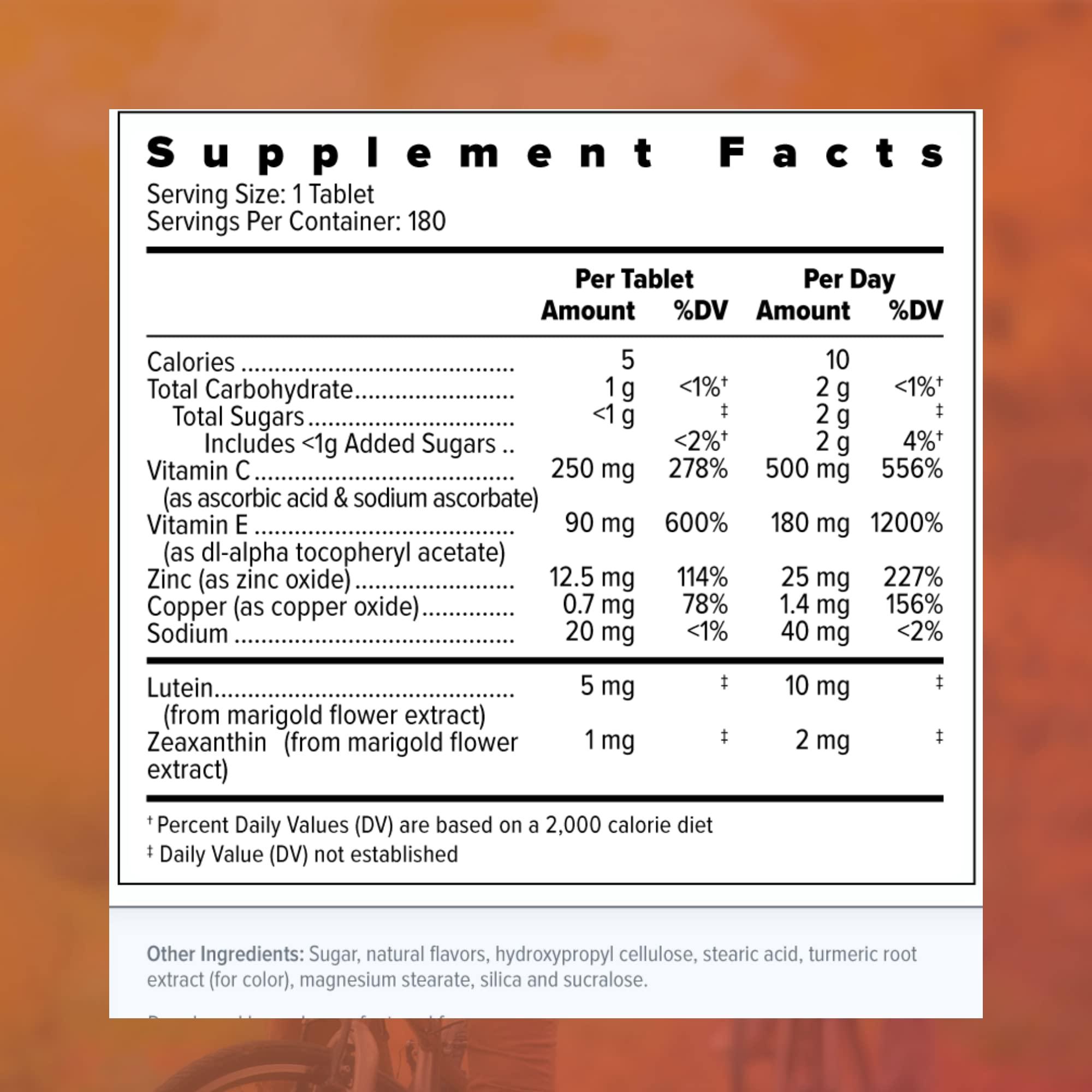 Focus Vision Supplements Focus Select® AREDS2 Based Chewable Eye Vitamin-Mineral Supplement - AREDS2 Based Supplement for Eyes (180 ct. 90 Day Supply) Citrus Flavored AREDS2 Based Eye Chewable - AREDS2 Low Zinc Formula