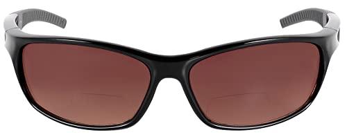 Mass Vision Mass Vision \'The Competitor\' 2 Pair of Lightweight Precision Sport Wrap Bifocal Sunglasses Featuring High Definition Lenses (Black/High Definition Amber, 2.5, x)