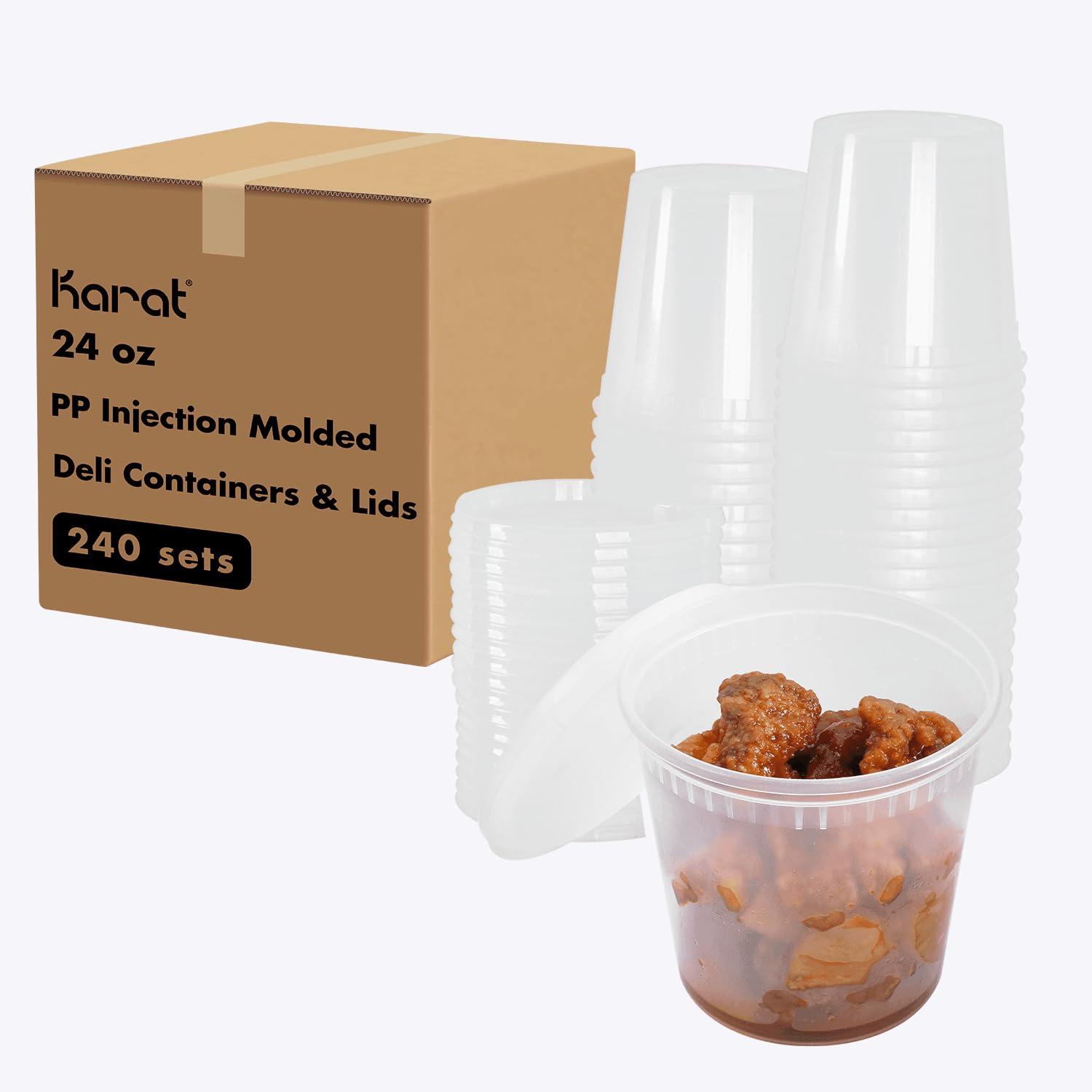 Karat Karat [24oz - 240 ct] Clear PP Injection Molded Round Deli Containers with Lids (FP-IMDC24-PP