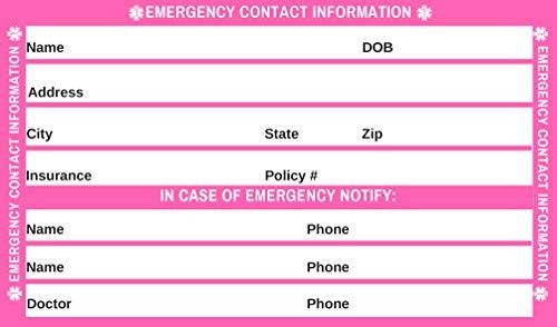 Medical ID Wallet Card Emergency Medical Condition and Contact Wallet ID Card - with self-Laminating Wallet Pouch (Pink)