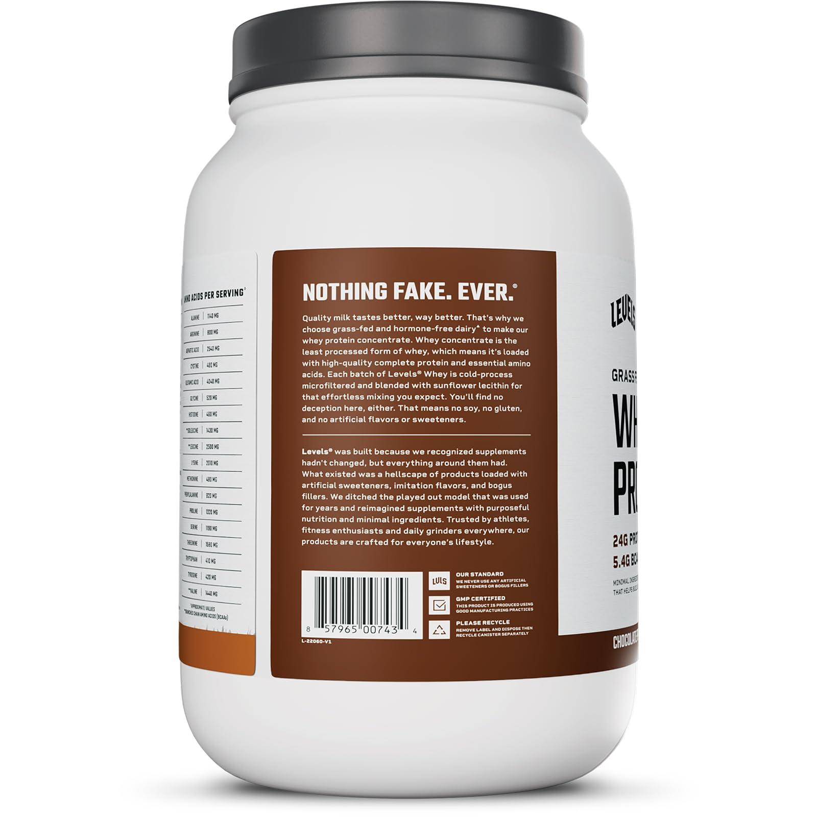 Levels Nutrition Levels Grass Fed Whey Protein, No Artificials, 24G of Protein, Chocolate Peanut Butter, 2LB