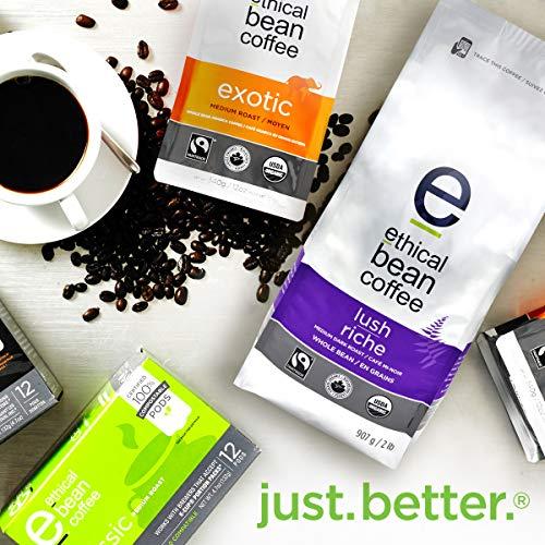 Ethical Bean Coffee Lush Ethical Bean Coffee: Medium Dark Roast Whole Bean Coffee - USDA Certified Organic Coffee, Fair Trade Certified - 2 lb Bag (908 g)