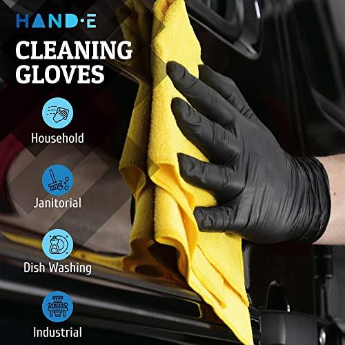 Hand-E Touch Hand-E Touch Black Nitrile Disposable Gloves Medium, 200 Count - BBQ, Tattoo, Hair Dye, Cooking, Mechanic Gloves - Powder and Latex Free Gloves