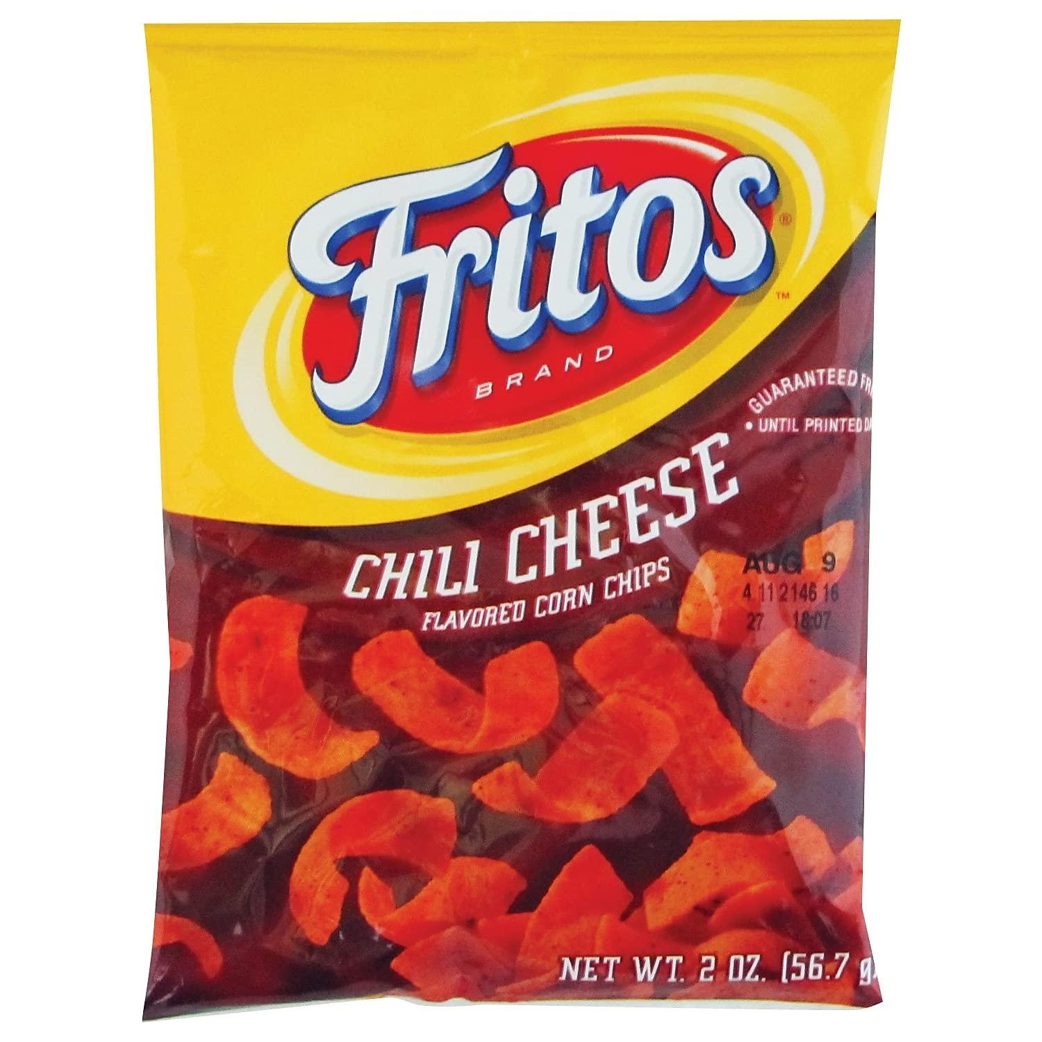 Fritos Fritos Corn Chips, Chili Cheese, 2-Ounce Large Single Serve Bags (Pack of 64)
