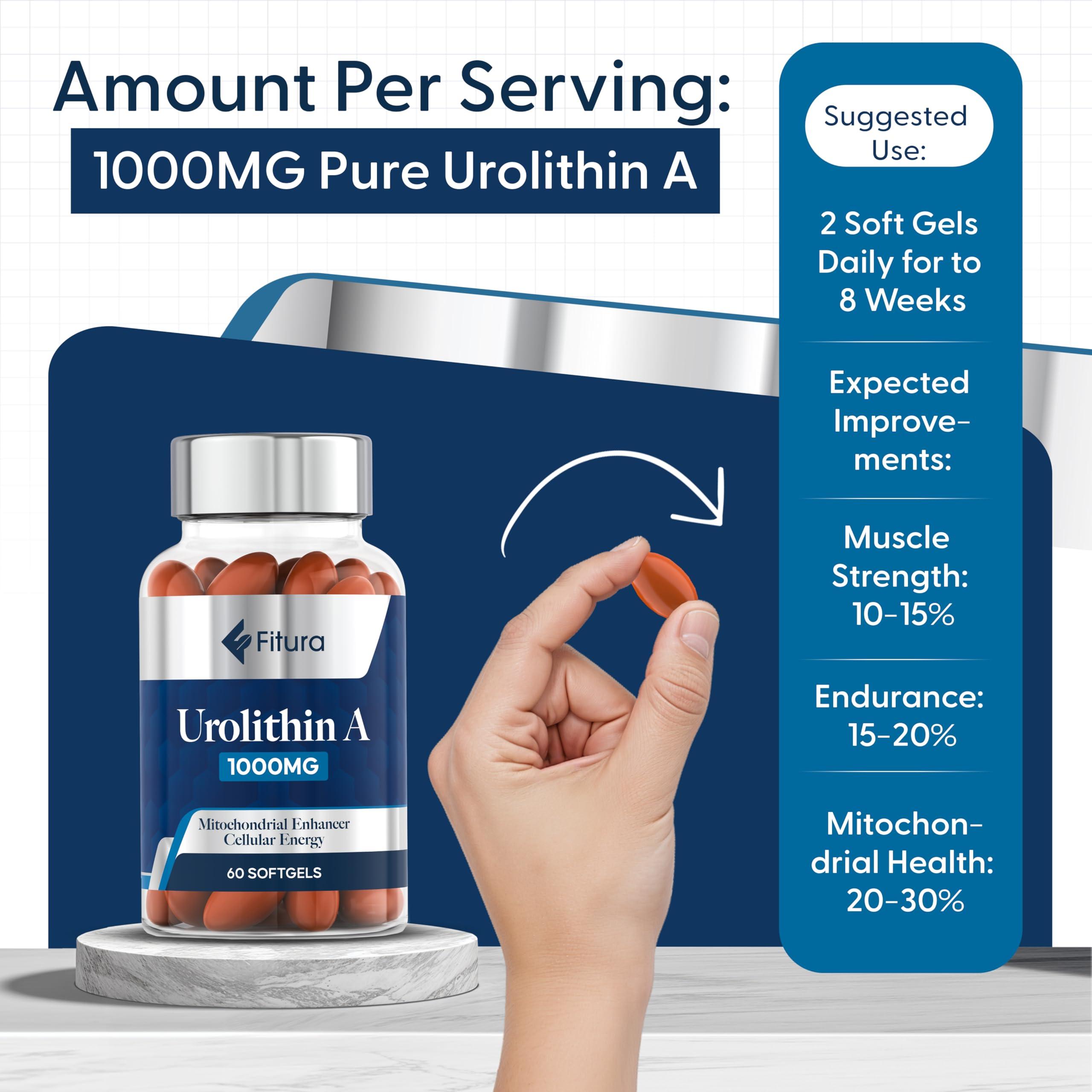 Fitura Fitura Anti-Aging Urolithin A - Scientifically Proven for Muscle Strength & Cellular Energy - Improve Mitochondrial Health, Boosts Cellular Function, Optimize Mitopure for Healthy Aging - 60 Capsules