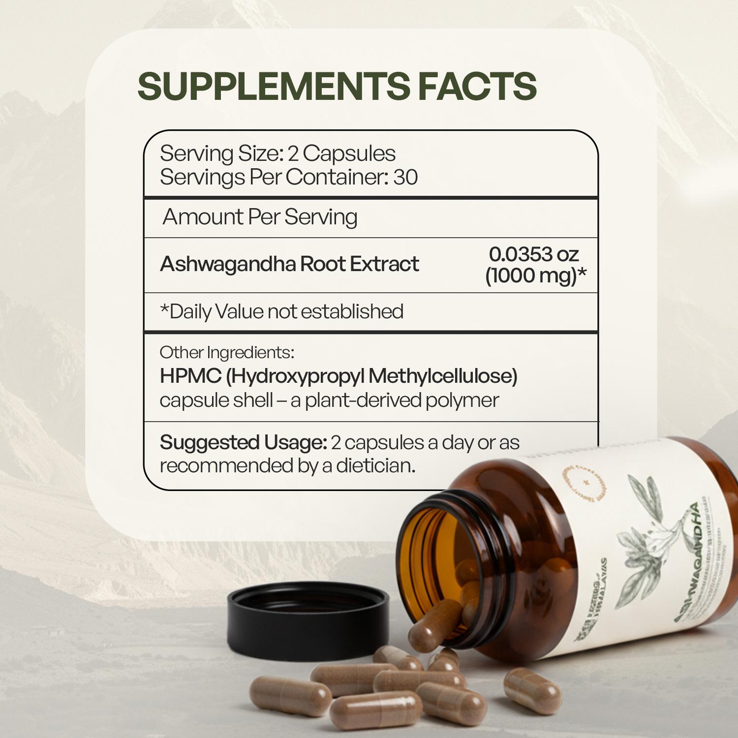 Herbs of Himalayas Herbs of Himalayas Ashwagandha Capsules – Natural Energy (60 Capsules) - Pack of 2