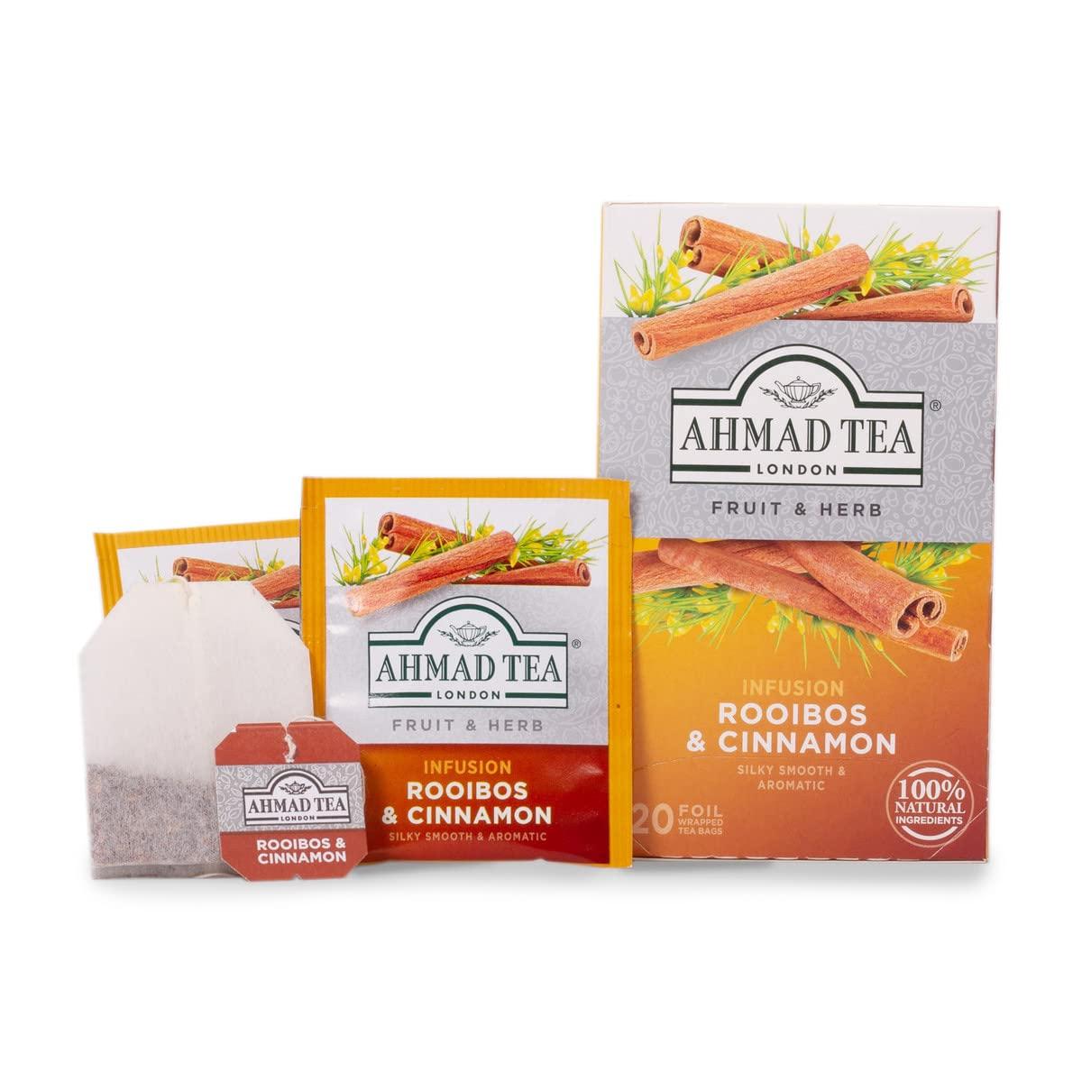 Ahmad Tea Ahmad Tea Herbal Tea, Rooibos & Cinnamon Teabags, 20 ct (Pack of 1) - Decaffeinated & Sugar-Free