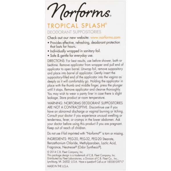 Norforms Norforms Suppositories Tropical Splash 12 Count (Pack of 3)