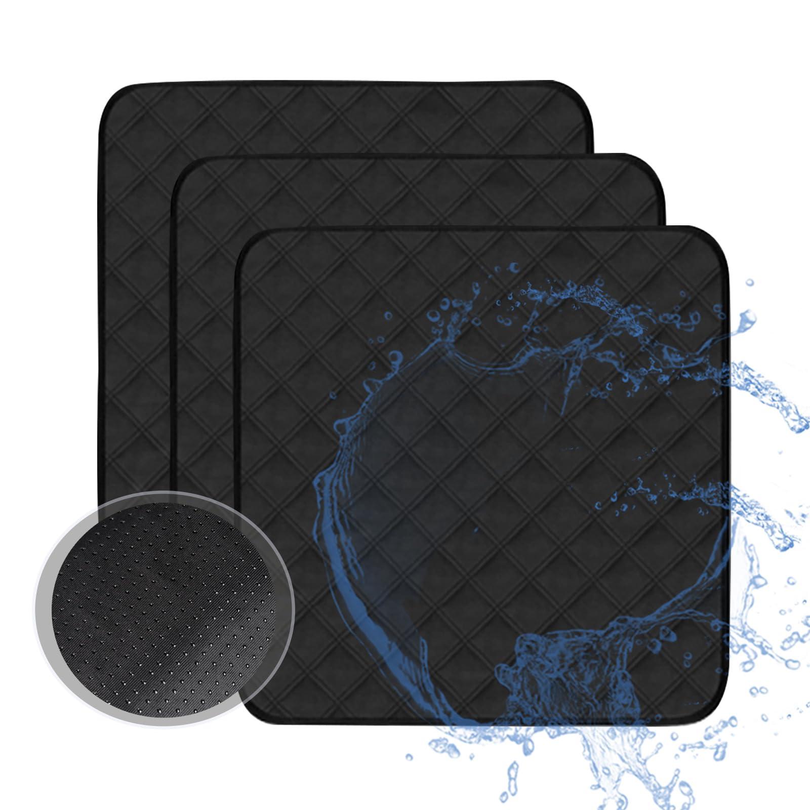 HUNAIGEE HUNAIGEE Washable Seat Protector Pads Waterproof Chair Pads for Incontinence for Adults Reusable Seat Pads Incontinence Seat Cover for Bed Wheelchair Ultra Soft 4-Layer 21\"X22\" 3 Pack Black