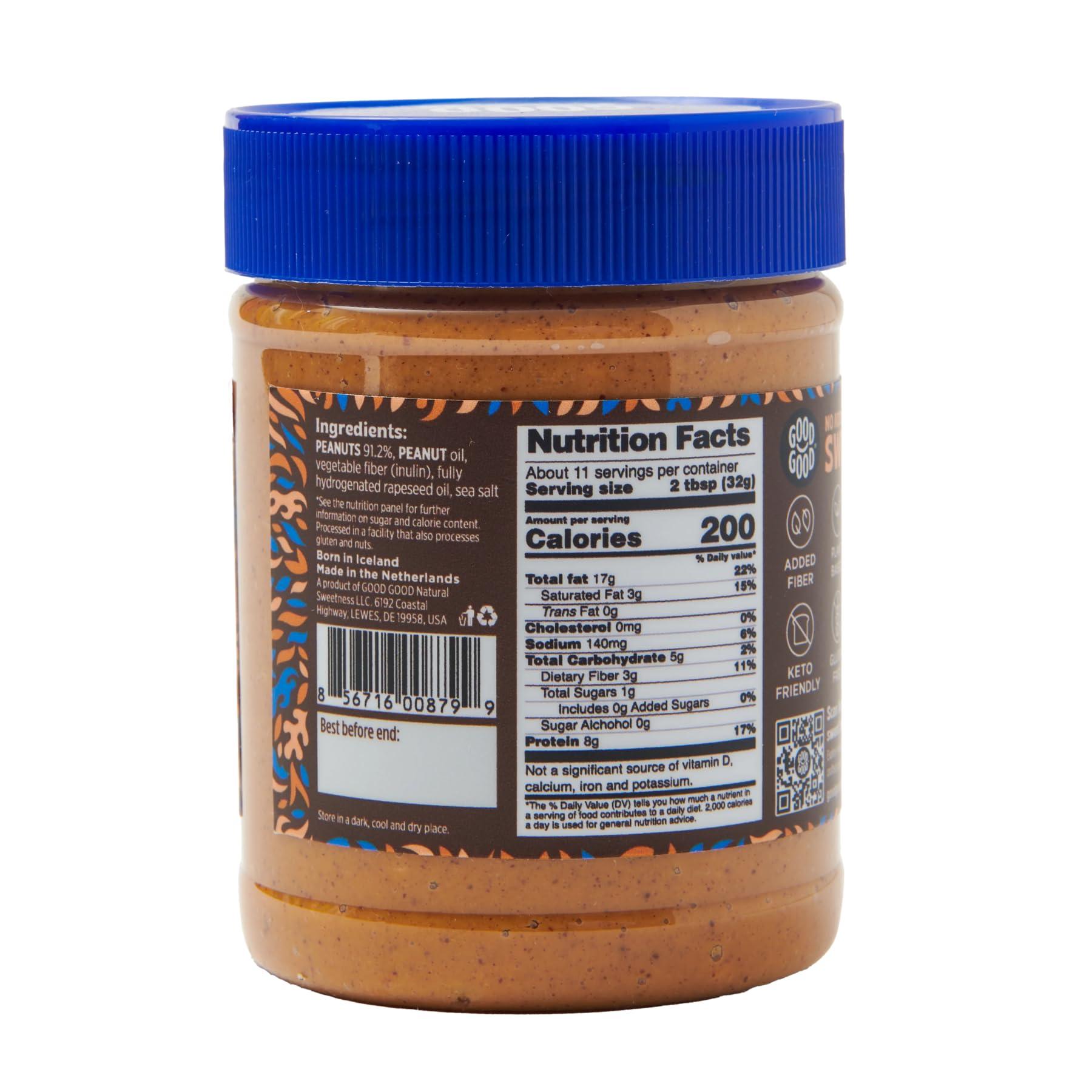 Good Good GOOD GOOD Crunchy Peanut Butter Keto Friendly - Low Carb & No Added Sugars - Vegan - No Palm Oil or Preservatives - Non-GMO - 12 oz / 340g (Pack of 1)