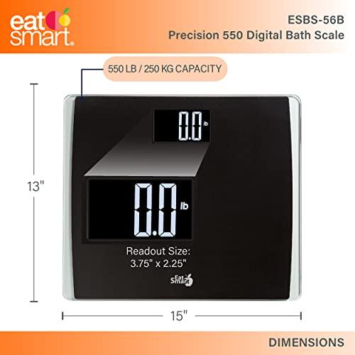 EatSmart Eat Smart Precision Digital Bathroom Scale, 550 lb High Capacity Scale, Extra Wide Platform, Bath Scale for Body Weight, Black