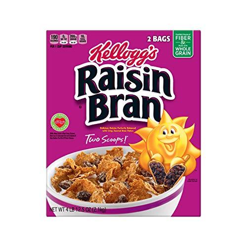 Raisin Bran Kellogg's Raisin Bran, Breakfast Cereal, Original, Excellent Source of Fiber, 76.5 oz Box (2 Bags)