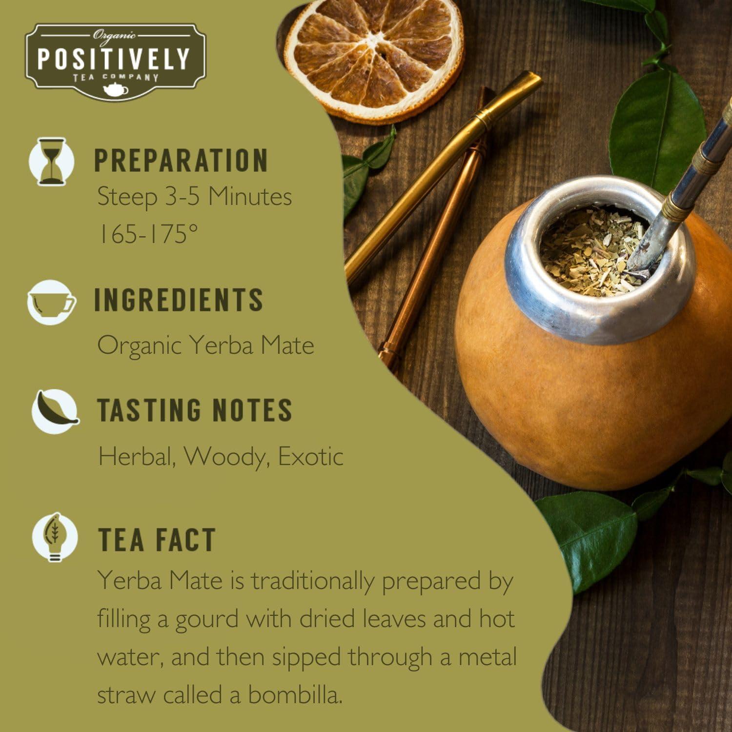 Organic Positively Tea Company Organic Positively Tea Company, Yerba Mate Tea Bags (Unsmoked), 20 Count