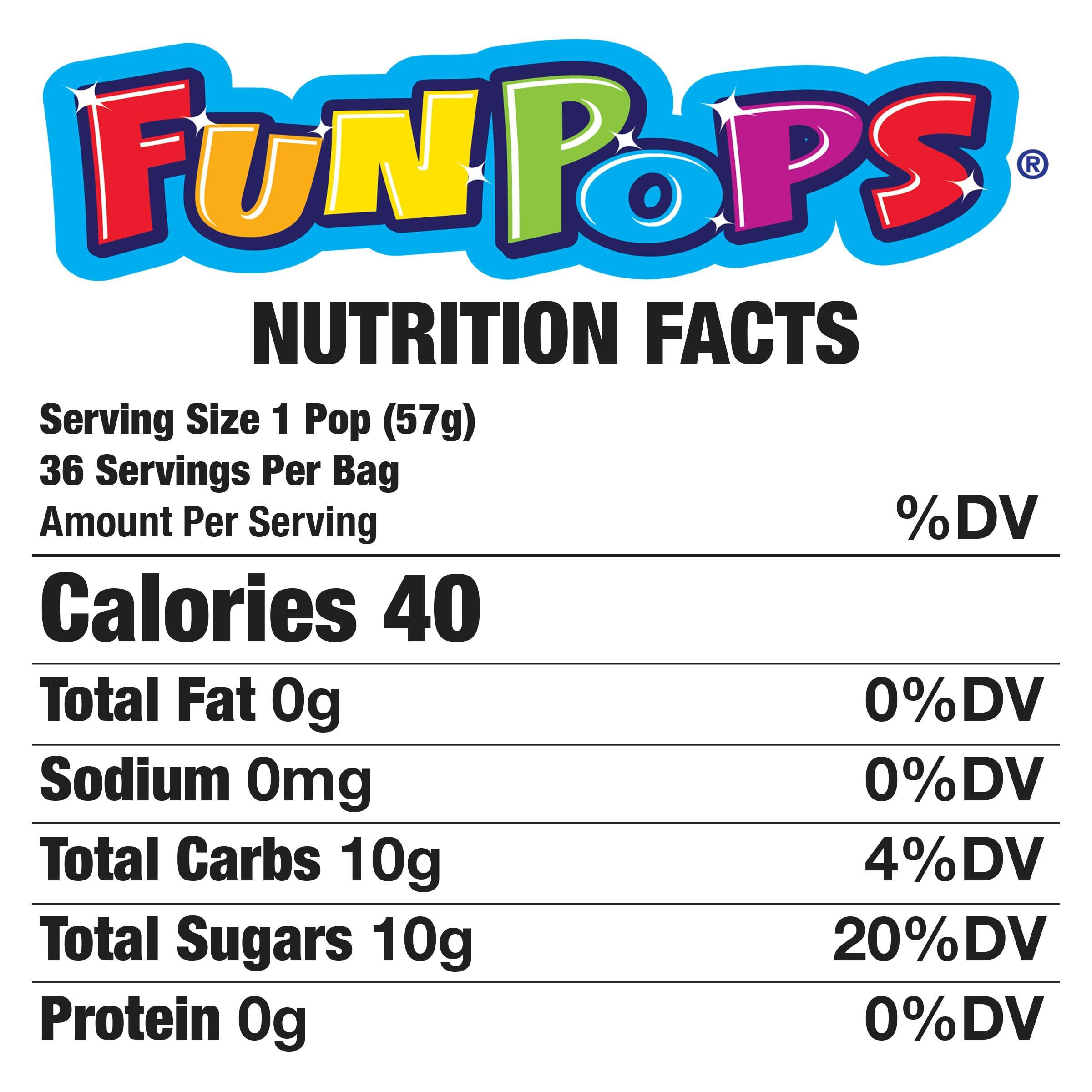 FUNPOPS FunPops Frozen Ice Pops, 36-Fruit Flavored Freeze Pops, Frozen Summer Snack For All Ages, Low Calorie