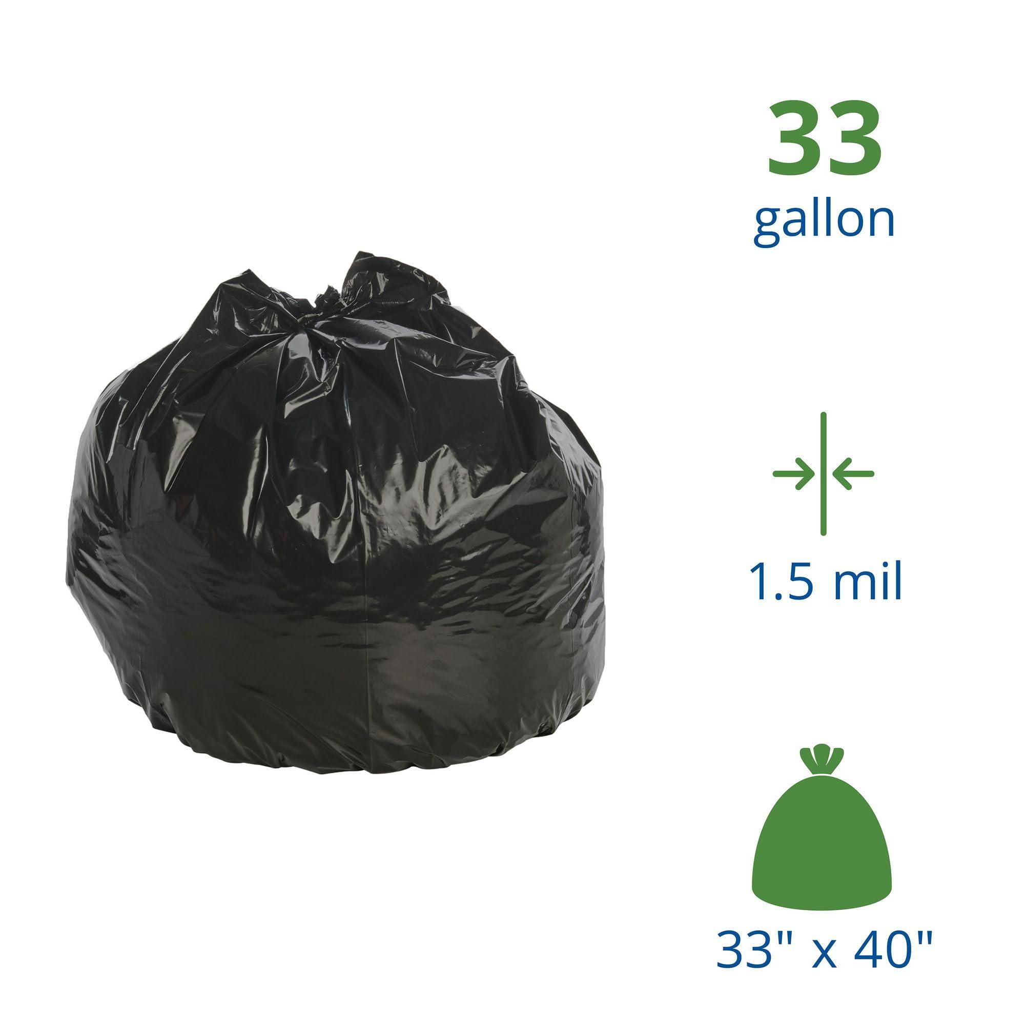 Stout Stout by Envision Commerical 33 Gallon Can Liners - 100 Bags - 1.5 mil Heavy Duty Industrial 100% Recycled Puncture & Tear Resistant Garbage Trash Bags