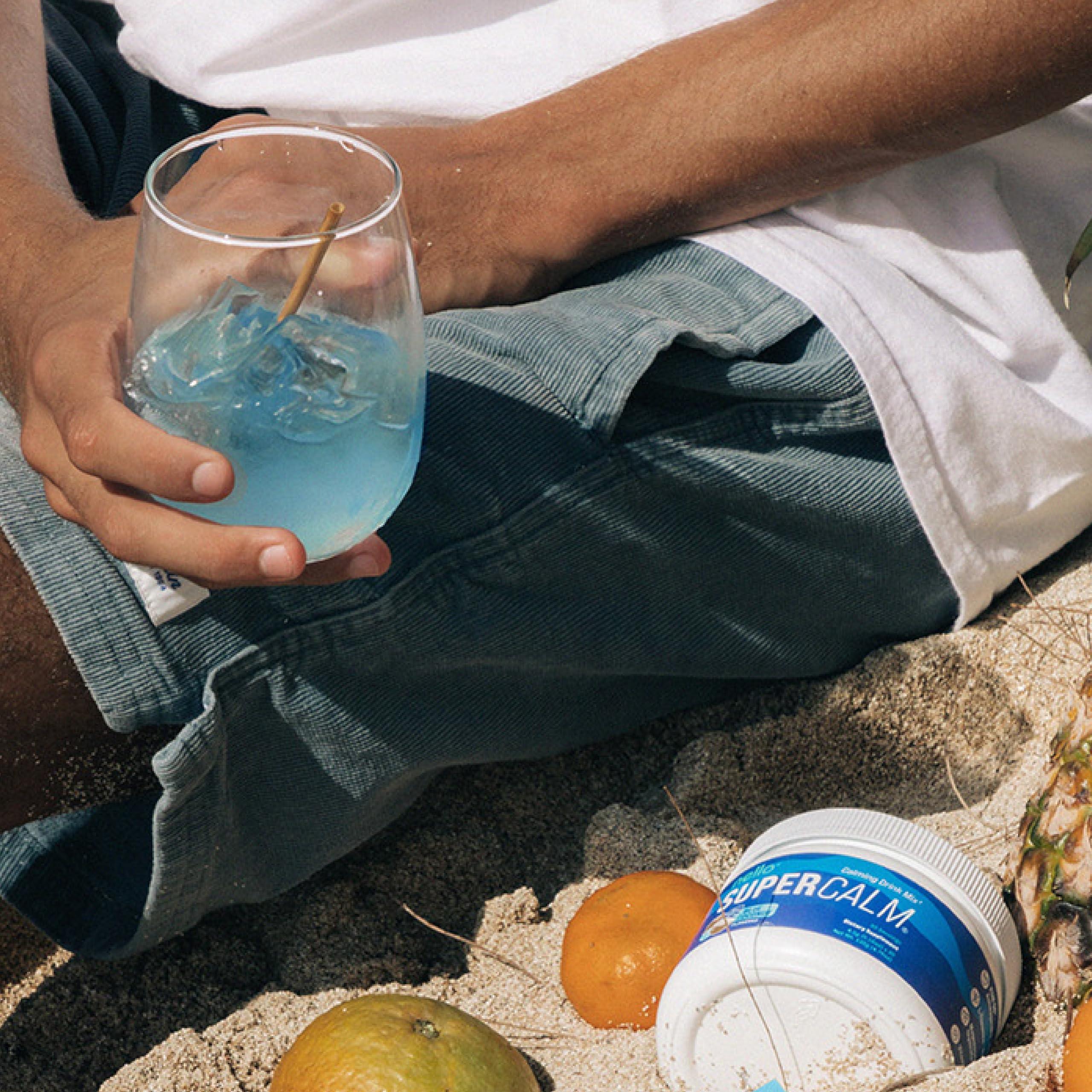 Nello Nello Supercalm Powdered Drink Mix, Blue Coconut, L Theanine, Ksm-66 Ashwagandha, Magnesium Glycinate, Vitamin D 3, Supplements for Relaxation & Focus, No Sugar, Non GMO, Vegan, On The Go, 30 Srvgs