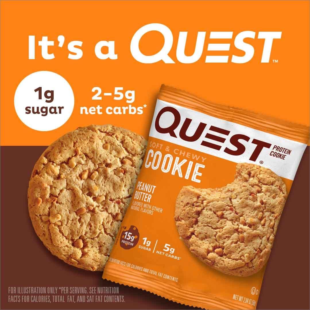 Quest Nutrition Quest Tortilla Protein Chips, Loaded Taco, Gluten Free, Baked, 12 Pack & Peanut Butter Protein Cookies, High Protein, Low Carb, 12 Count