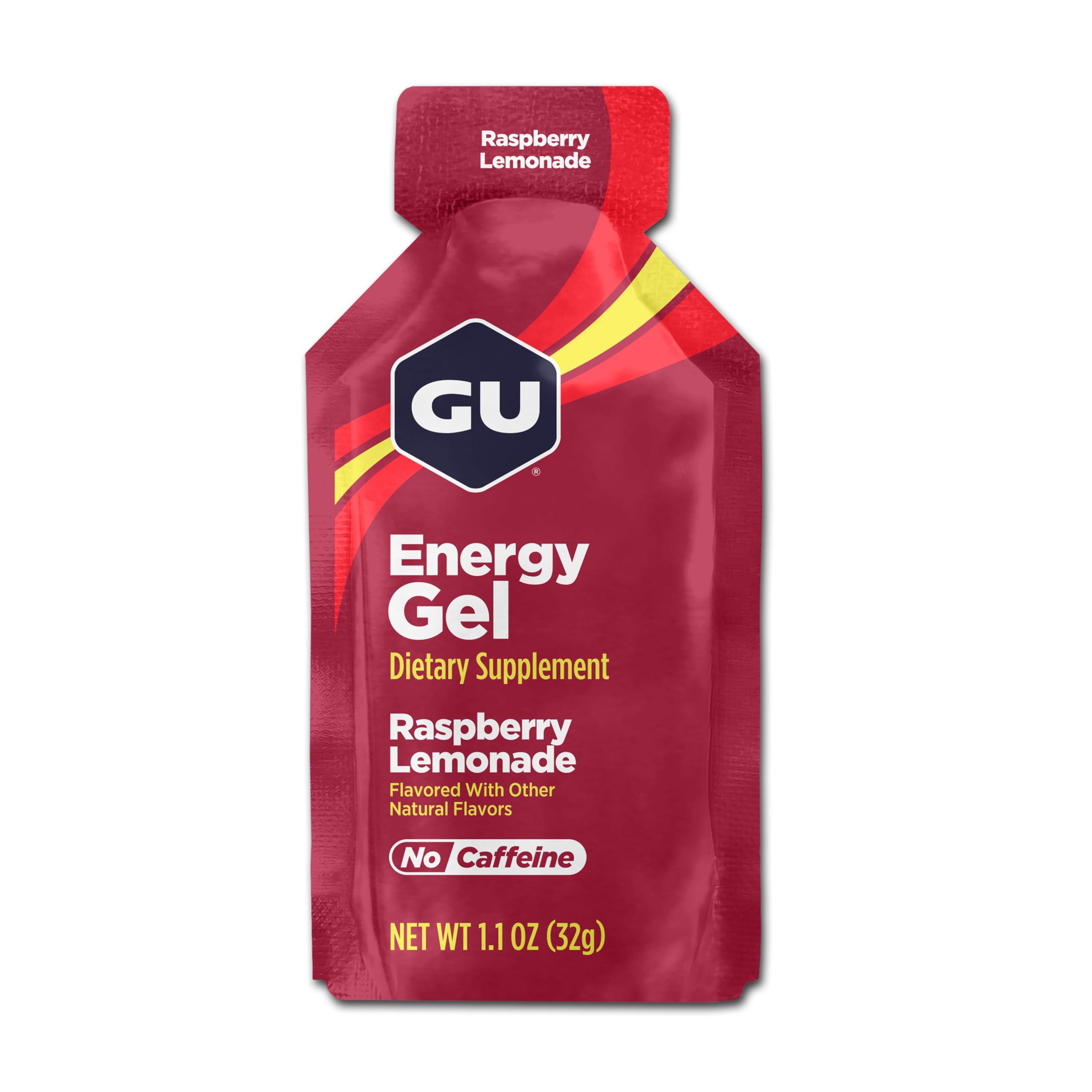 GU Energy GU Energy Original Sports Nutrition Energy Gel, Vegan, Gluten-Free, Kosher, and Dairy-Free On-the-Go Energy for Any Workout, 24-Count, Raspberry Lemonade