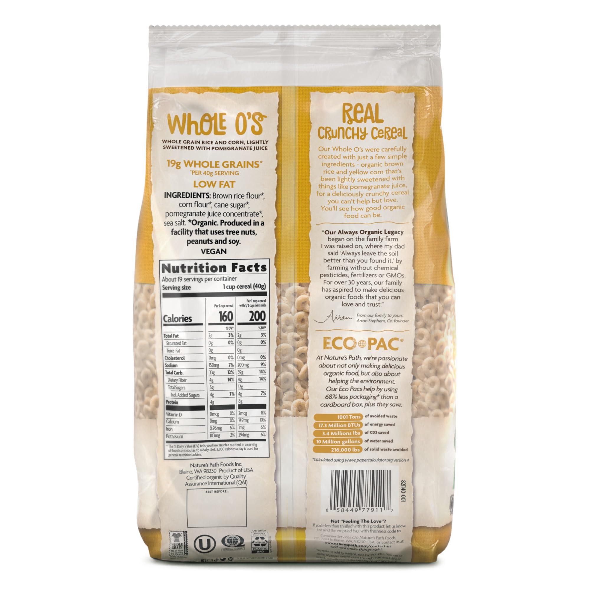 Nature\'s Path Nature\'s Path Organic Whole O\'S Cereal, 26.4 oz (Pack of 1), Gluten Free, Earth Friendly Packaging
