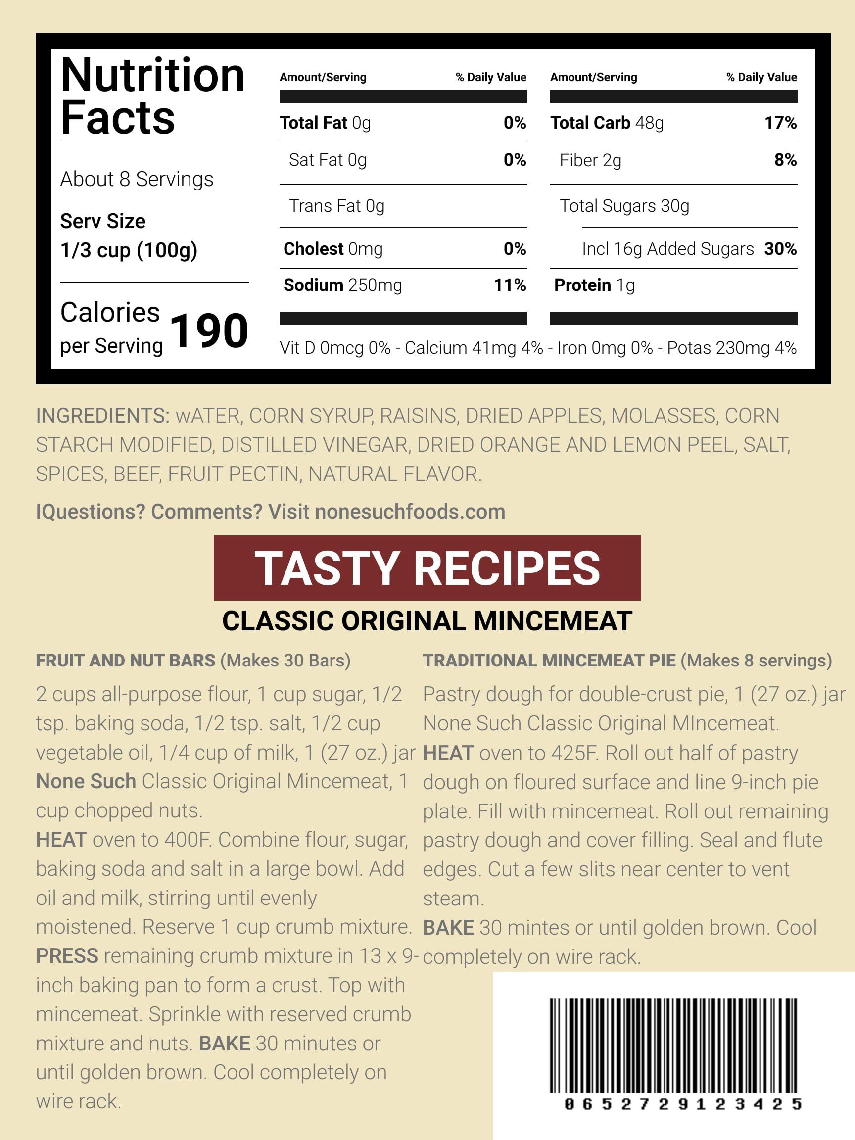 None Such None Such Classic Original Mincemeat with Raisins and Apples, 27 Ounce (Pack of 3)