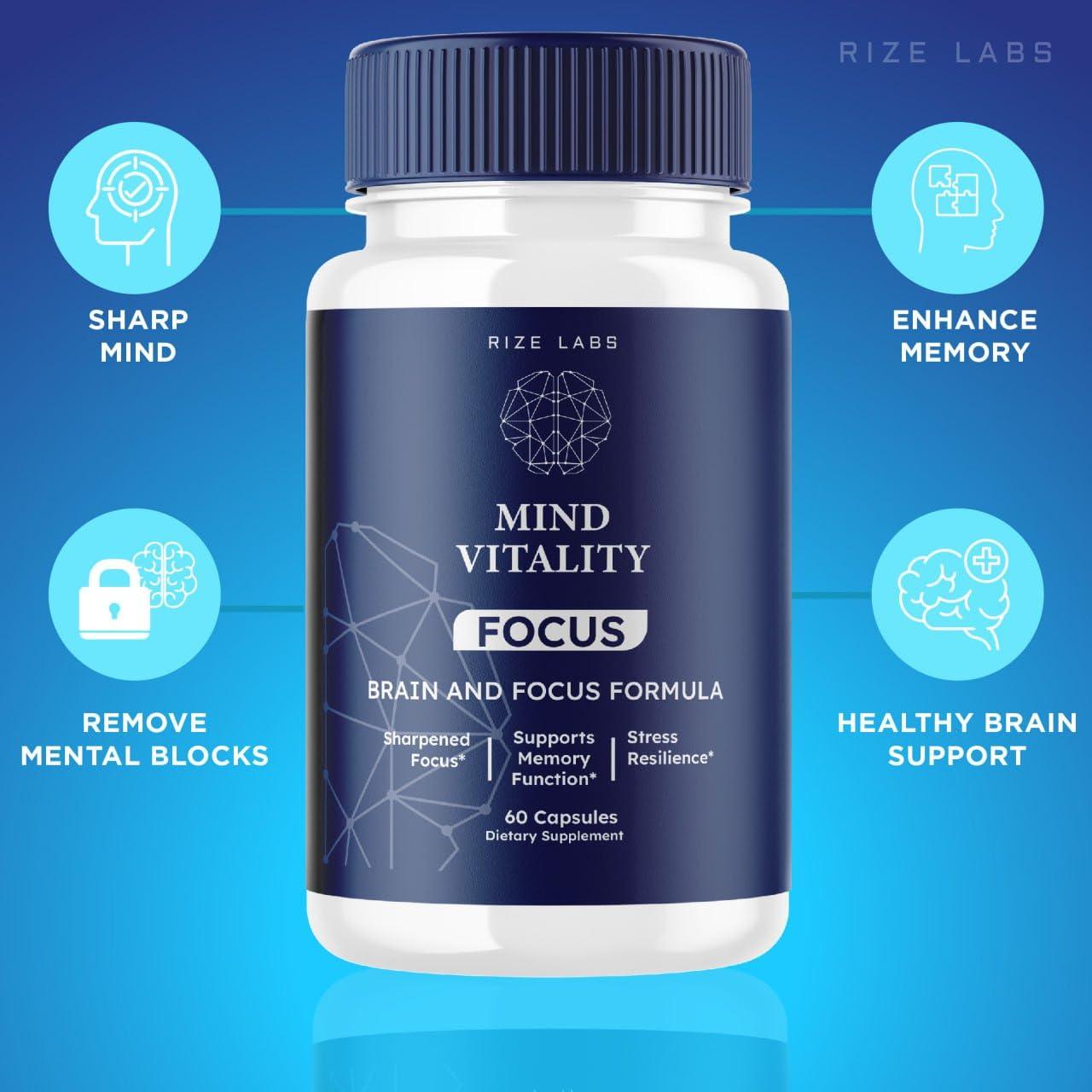 rize labs (2 Pack) Mind Vitality Focus Brain Supplement, Official Mind Vitality to Boost Focus and Concentration & Avoid Mid-Afternoon Fatigue, Mind Vitality Advanced Formula Reviews (120 Capsules)