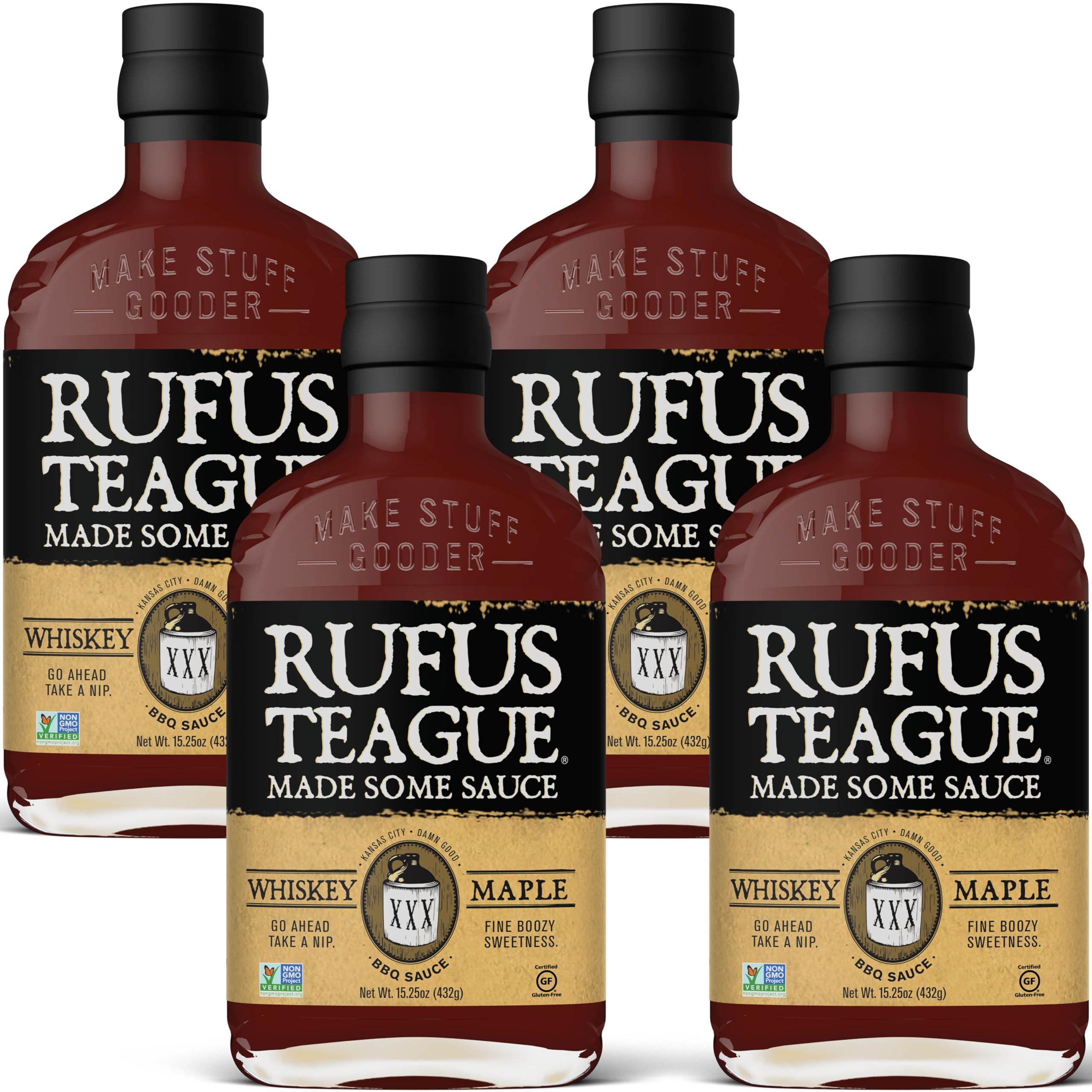 Rufus Teague Rufus Teague - Whiskey Maple BBQ Sauce - Premium Barbecue Sauce - 15.25 oz. Bottles - 4 Pack