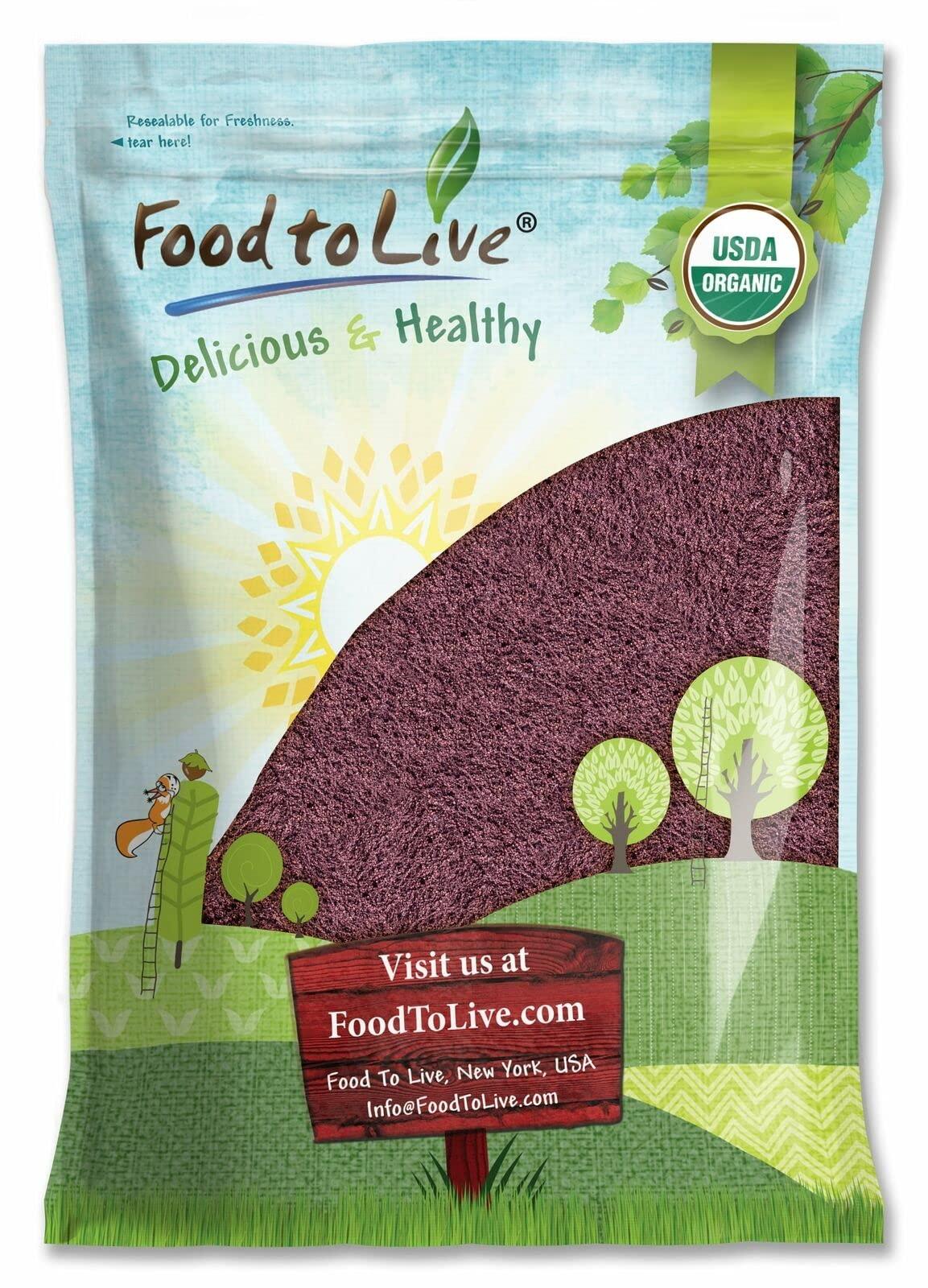 Food to Live Food to Live Organic Acai Berry Powder, 8 Pounds Non-GMO, Kosher, Raw, Vegan, Freeze-Dried, Unsweetened, Unsulfured, Bulk
