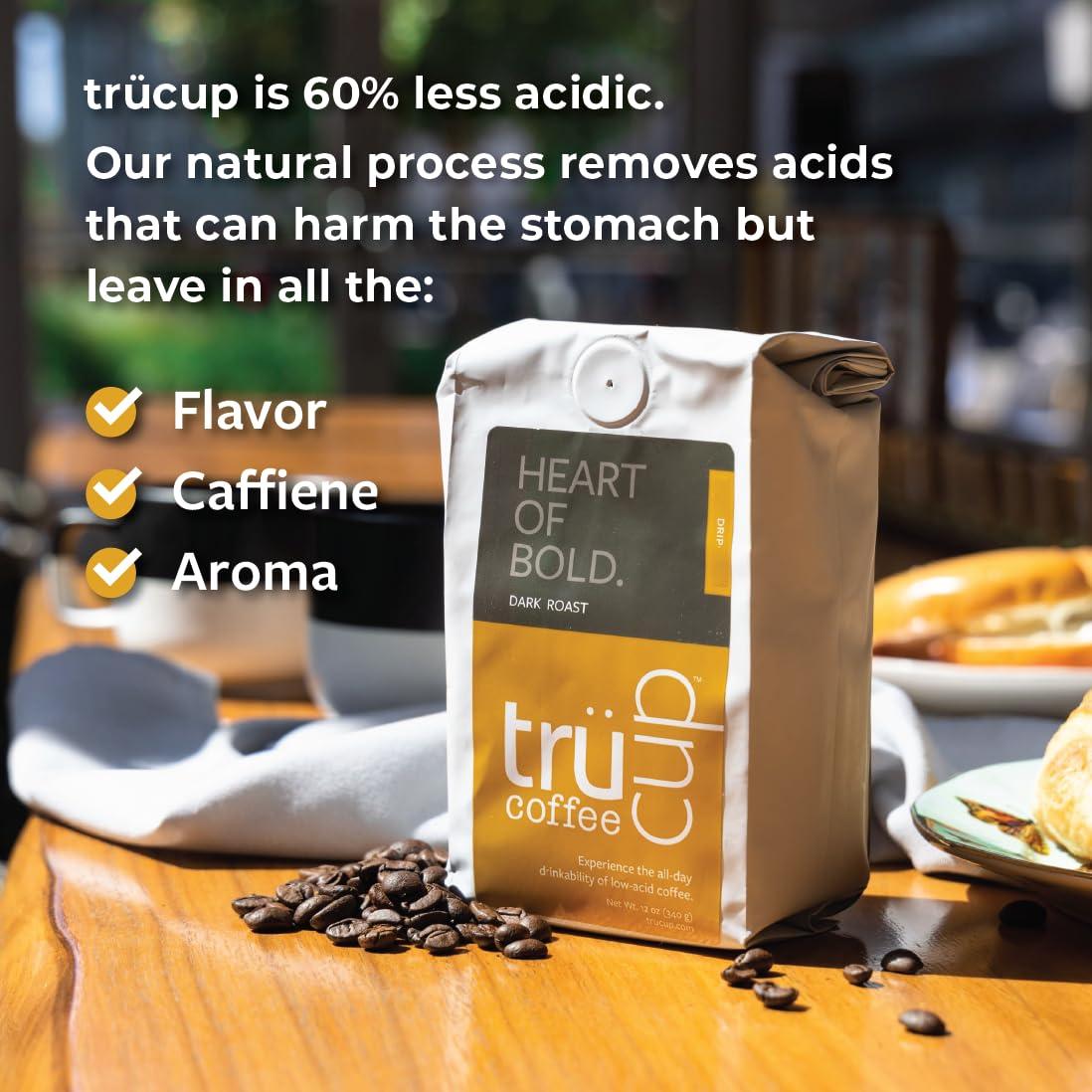 TRUCUP trcup Low-Acid Bold Roast Coffee (Whole Bean, 12 oz)
