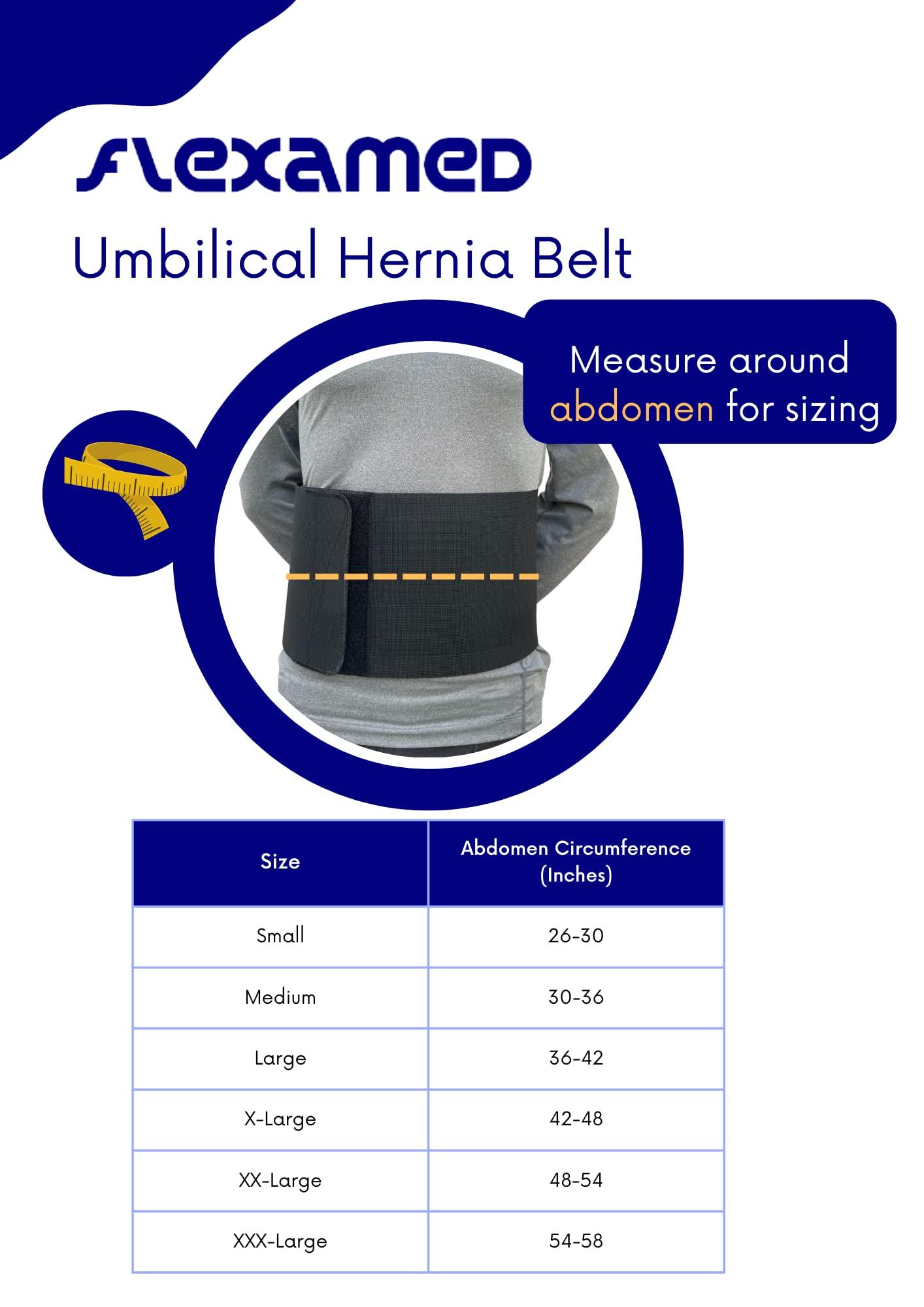 FlexaMed FlexaMed Umbilical Navel Hernia Belt with Compression Pad Black (8 Inch, Medium)