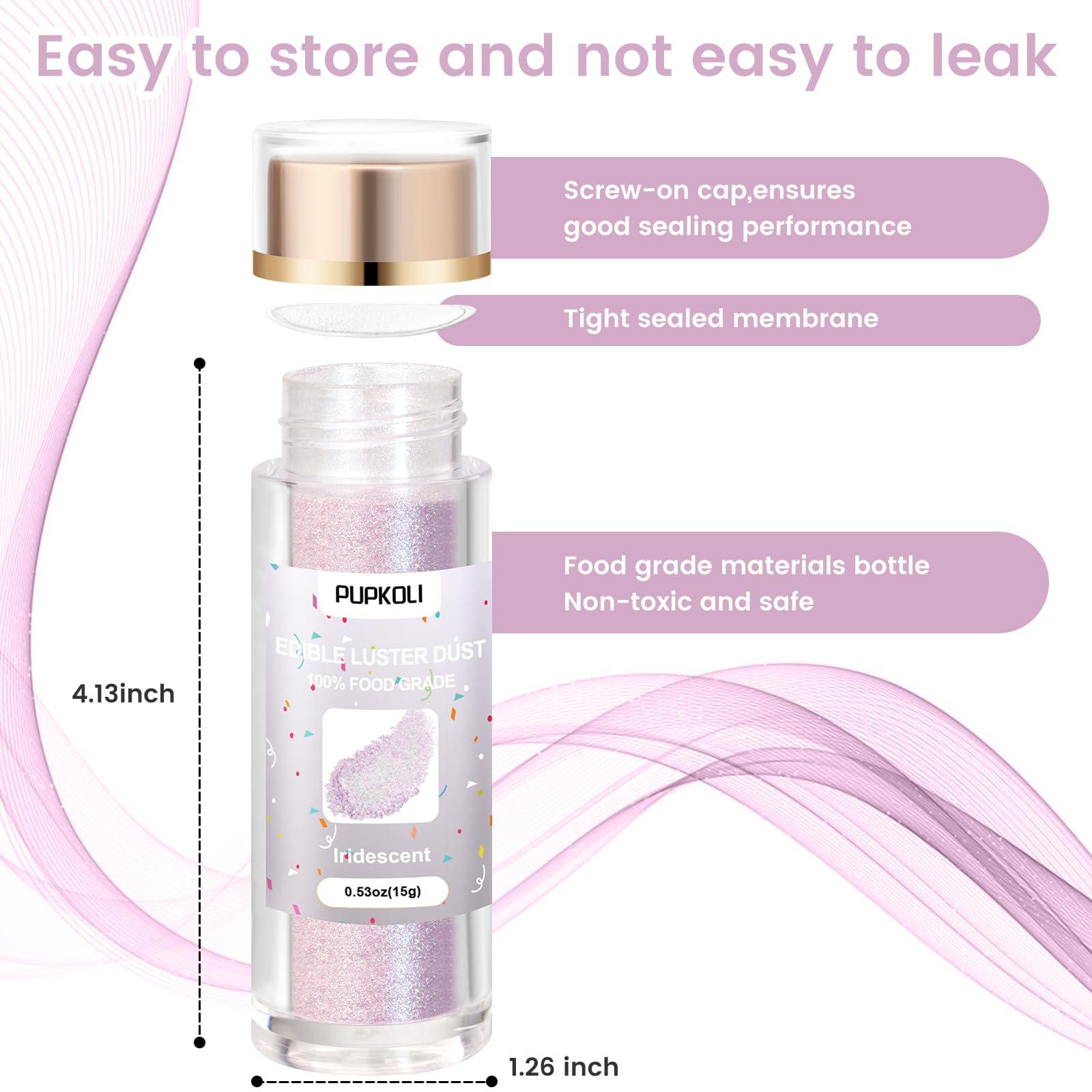 PUPKOLI Iridescent Edible Glitter for Cocktails, 15g Food-Grade Iridescent Drink Glitter Iridescent Luster Dust Edible, Iridescent Prism Powder Edible Glitter,Iridescent Food Glitter Shimmer for Drinks,Cakes,Baking,Christmas Decorating