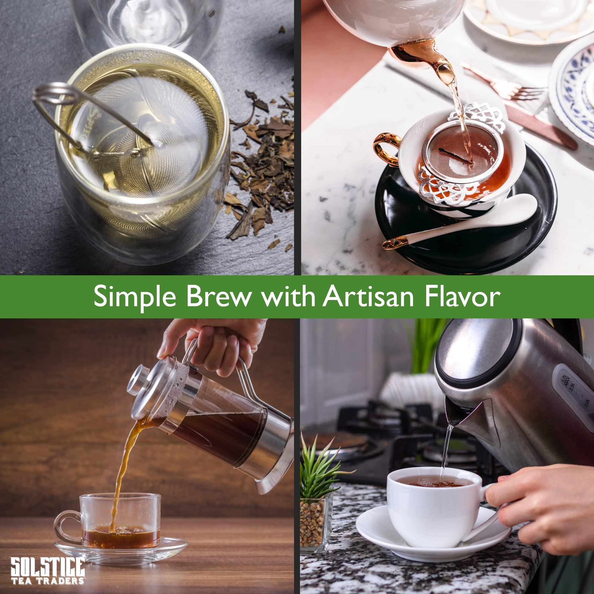 SOLSTICE TEA TRADERS Loose Leaf Tea Sampler Create Your Own Tea Blend Starter Kit w/Sencha, Rooibos, China Black, & Ginger, Lavender, Rose, Lemongrass, Hibiscus Spices