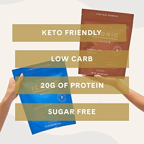 ICONIC ICONIC Protein Powder, Chocolate Truffle - Sugar Free, Low Carb Protein Powder - Lactose Free, Gluten Free, Non-GMO - 20g Grass Fed Whey & Casein Protein - Keto Friendly, 1 lb. Pouch (17 Servings)