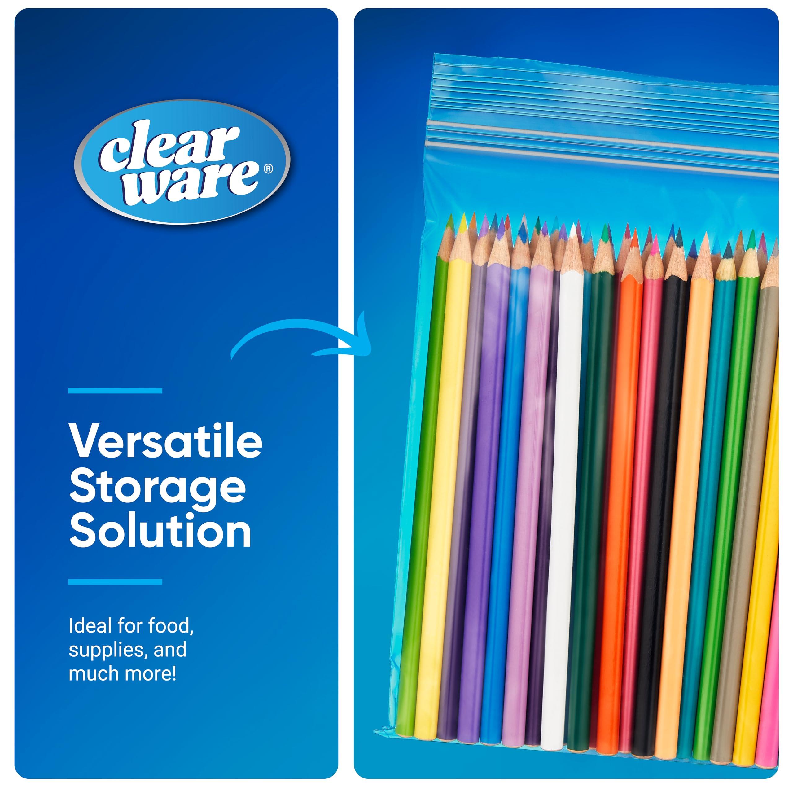 CLEARWARE Sandwich Bags Zipper Top- 300 Count, Resealable Plastic Food Storage Bags For Lunch, Snacks - Reusable Zipper Lock Containers for Fruit, Veggies - Freezer & Microwave-Safe, Strong Seal - 2 Boxes