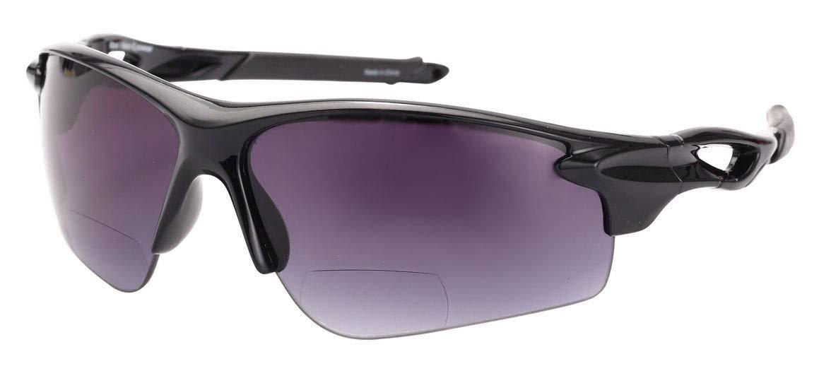 Mass Vision Mass Vision The Athlete Polarized Lightweight Sport Wrap Bifocal Reading Sunglasses for Men and Women (2 Pair Black/Tortoise, 3.0, multiplier_x)