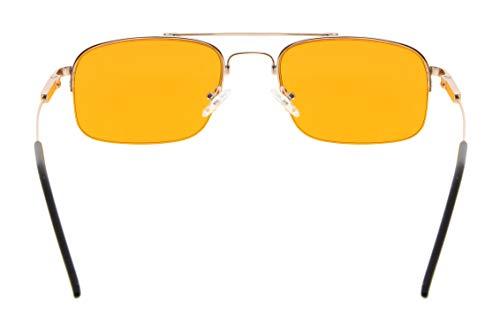 CessBlu CessBlu Half-Rim Titanium Anti Blue Light UV Glare Computer Eyeglasses for Men Women Nighttime Reading(Gold)+0