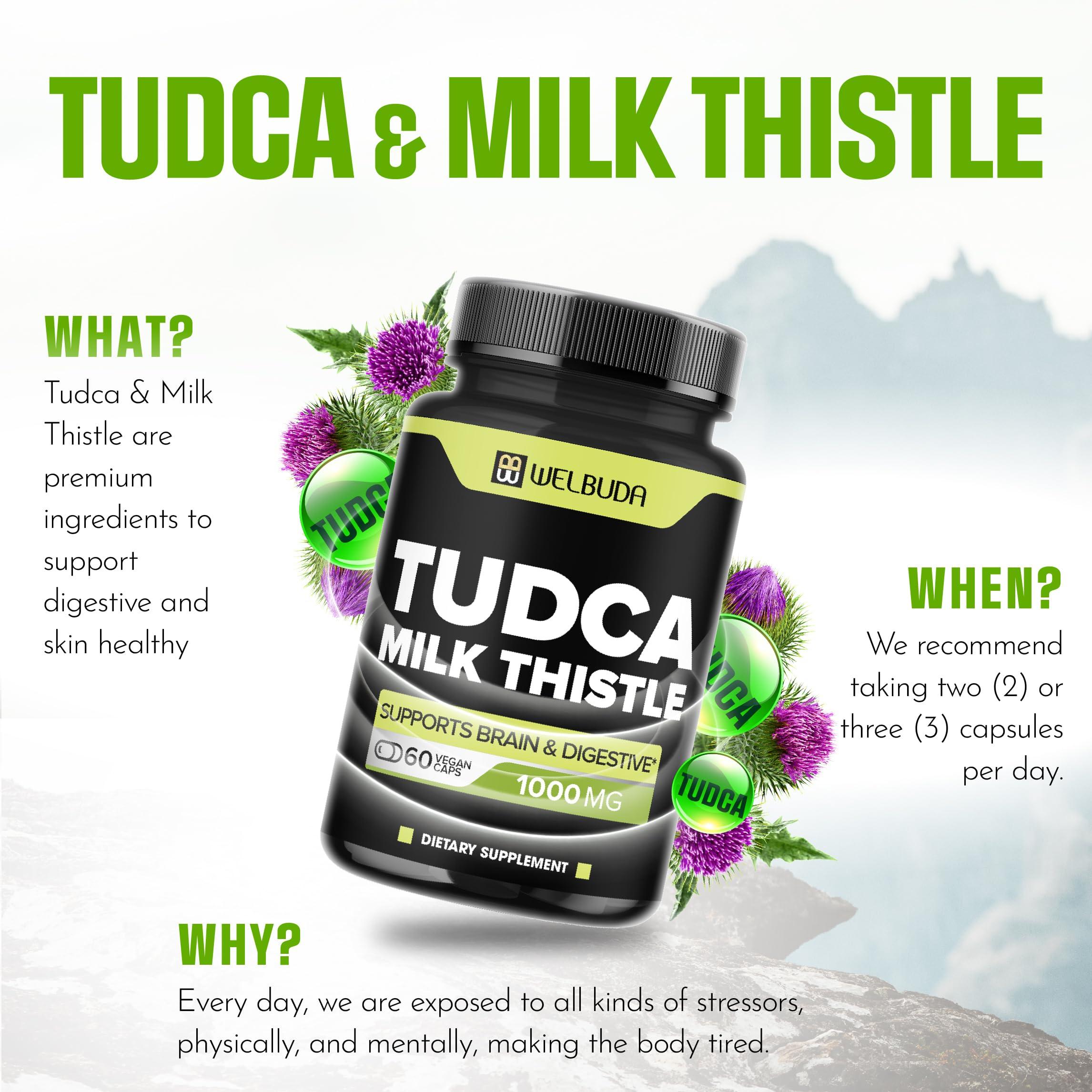TUDCA Supplement 1000mg With Milk Thistle - 60 Vegan Capsules For Liver & Digestive Health