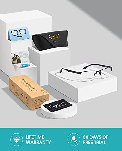 Cyxus Cyxus Blue Light Blocking Computer Glasses for Men Semi Rim Glasses Crystal Lens UV Blocking Gaming Eyeglasses Black Frame