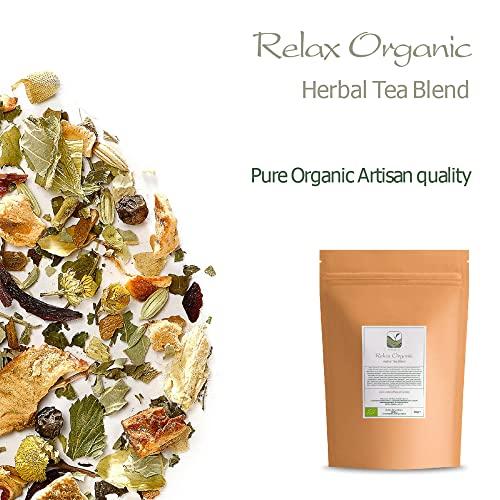 Valley of Tea Relaxing Organic Tea Chamomile Blend - Soothes Anxiety and Relieves Stress - Relaxing the Nerves - Calming Camomille Loose Leaf Blend - Camomille Teas Camameal Tea Camimile Camomile Herb 100g