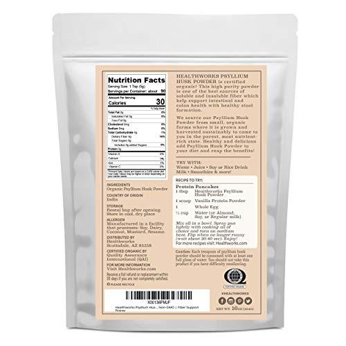Healthworks Healthworks Psyllium Husk Powder (16 Ounces / 1 Pound) | Raw | Certified Organic | Finely Ground Powder from India | Keto, Vegan & Non-GMO | Fiber Support