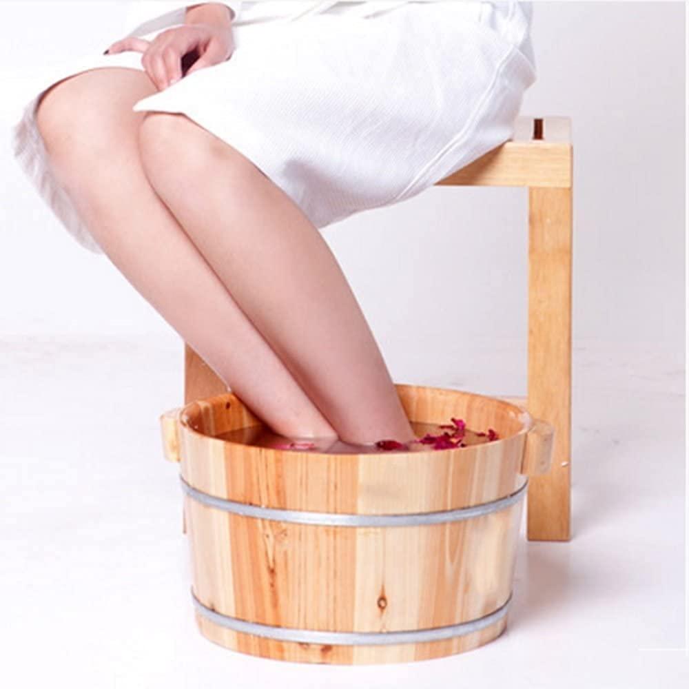 NUBAOzy Foot Tub Wooden Foot Basin Reducing stress Chinese Fir With Massage Foot Bath Barrel Wash The Wooden Barrel Foot Barrels Footbath Foot massage foot Bath Wooden Bucket Foot Spa Household Wash Ba